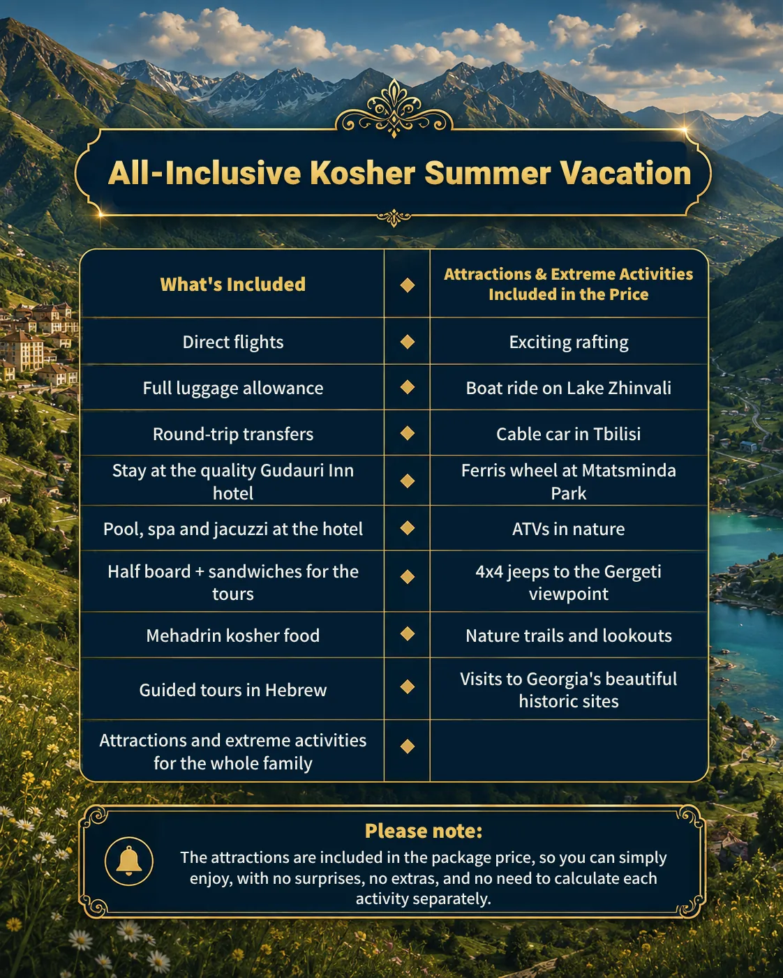 Kosher hotel in Gudauri, organized kosher summer vacation